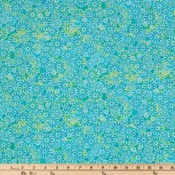 Alternative view of Brand new ???? Aqua & Green Daisy Delight Cotton Calico Fabric ????