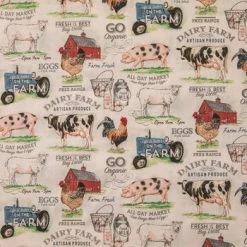 Budget 😀 Dairy Farm Cotton Calico Fabric 😀