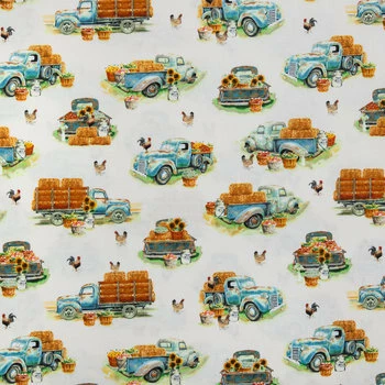 Budget π₯° Blue Farm Truck Cotton Calico Fabric π€© 1 Budget π₯° Blue Farm Truck Cotton Calico Fabric π€©