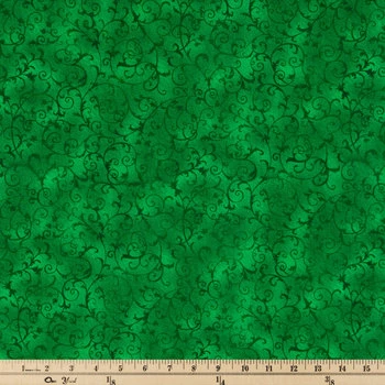 Discount ⭐ Green Scroll Cotton Calico Fabric ⭐ 2 Discount ⭐ Green Scroll Cotton Calico Fabric ⭐ - Image 2