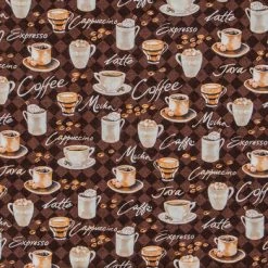 New 💯 Coffee Print Cotton Calico Fabric 🥰