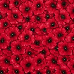 Promo 😉 Red Packed Poppies Cotton Calico Fabric 🛒