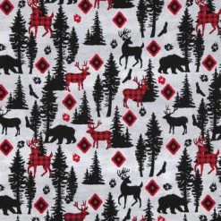 Best deal 🎁 Red & Black Woodland Animals Cotton Calico Fabric 😉