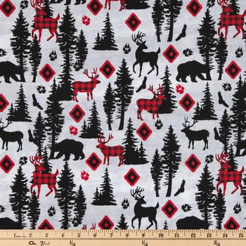 Best deal π Red & Black Woodland Animals Cotton Calico Fabric π 2 Best deal π Red & Black Woodland Animals Cotton Calico Fabric π - Image 2