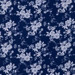 Promo ✔️ Porcelain Floral Cotton Calico Fabric 😉
