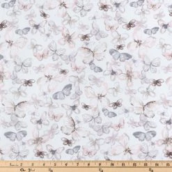 Alternative view of Brand new ⌛ Pink & Brown Butterflies Cotton Calico Fabric ????