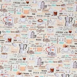 Discount ✨ Coffee House Cotton Calico Fabric 🌟