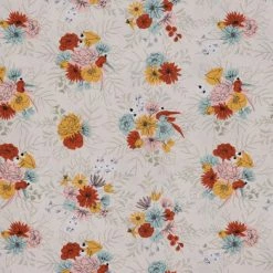 Outlet 🛒 Mustard, Mint & Orange Floral Cotton Calico Fabric ❤️