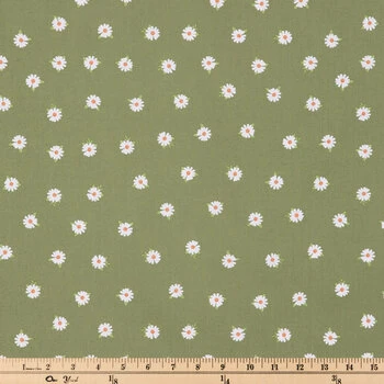 Best Sale ???? Green Daisy Cotton Calico Fabric ???? 2 Best Sale ???? Green Daisy Cotton Calico Fabric ???? - Image 2