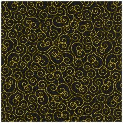 Promo ❤️ Black & Yellow Swirls Cotton Calico Fabric 🔥