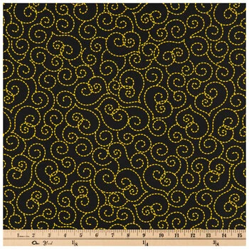 Promo β€οΈ Black & Yellow Swirls Cotton Calico Fabric π₯ 2 Promo β€οΈ Black & Yellow Swirls Cotton Calico Fabric π₯ - Image 2