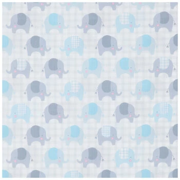 Best Pirce ???? Gray & Blue Plaid Elephants Cotton Calico Fabric ???? 1 Best Pirce ???? Gray & Blue Plaid Elephants Cotton Calico Fabric ????
