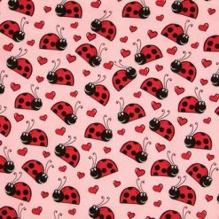 New 🔔 Happy Ladybugs On Pink Cotton Calico Fabric 🛒