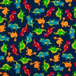 Budget 👍 Dinosaurs On Blue Cotton Calico Fabric 😉