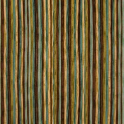 Best Sale ❤️ Brown & Green Multi Striped Cotton Calico Fabric ❤️