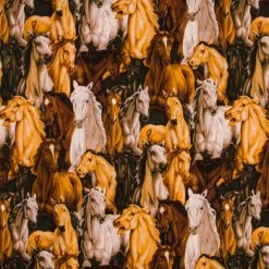 Discount 🎁 Allover Horses Cotton Calico Fabric 💯