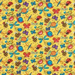 Discount 🤩 Happy Bugs Cotton Calico Fabric 🎁