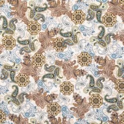 Flash Sale ⌛ Blue & Brown Paisley Cotton Calico Fabric ❤️